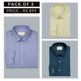 Shirt Happens: 3-Pack Men’s Stylish Formal Shirts – 100% Cotton, Full Sleeves with Pockets (FS-68)